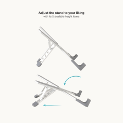 Support pour ordinateur portable Tooq jusqu'à 17,3" - Pliable et portable - Argent
