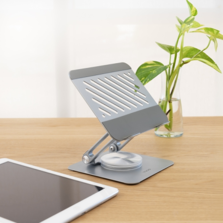 Support pour ordinateur portable Tooq jusqu'à 13" - Rotation à 360° - Pliable et portable - Argent