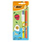 Pack Bic 4 Couleurs Décors Kawaii avec 1 stylo à bille rétractable + 1 surligneur fluorescent Grip (couleur aléatoire) - Pointe