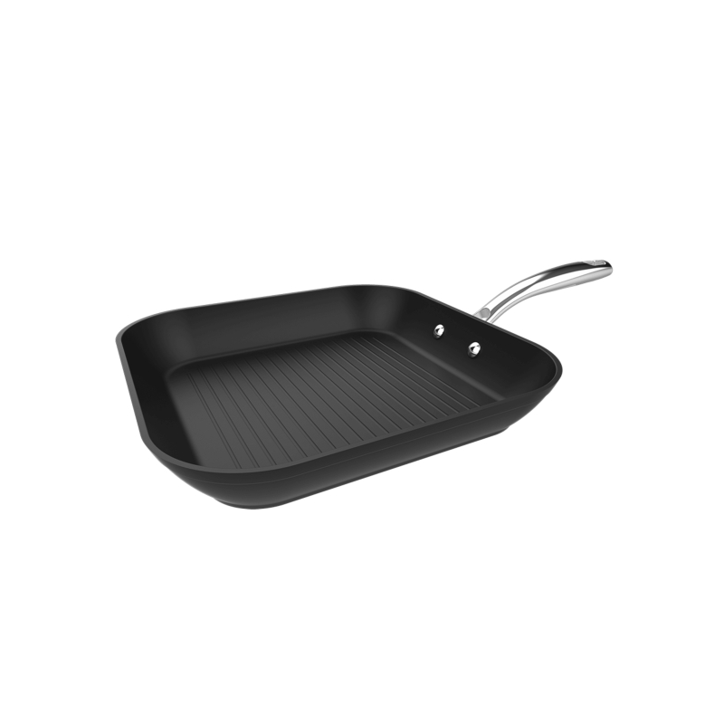 Poêle carrée Cecotec Polka Fantasy Grill argentée 28 cm - Aluminium forgé - Poignée en acier inoxydable - Antiadhésive - Sans