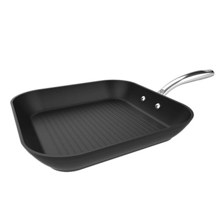 Poêle carrée Cecotec Polka Fantasy Grill argentée 28 cm - Aluminium forgé - Poignée en acier inoxydable - Antiadhésive - Sans