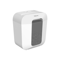 Destructeur de documents portatif Fellowes LX25 P-4 à coupe granulaire - Détruit jusqu'à 6 feuilles - Bac de 11,5 L - Blanc