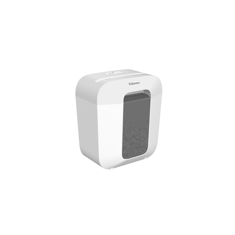 Destructeur de documents portatif Fellowes LX25 P-4 à coupe granulaire - Détruit jusqu'à 6 feuilles - Bac de 11,5 L - Blanc