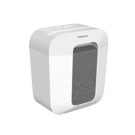 Destructeur de documents portatif Fellowes LX25 P-4 à coupe granulaire - Détruit jusqu'à 6 feuilles - Bac de 11,5 L - Blanc