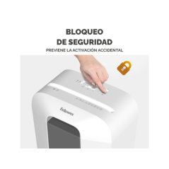 Destructeur de documents portatif Fellowes LX25 P-4 à coupe granulaire - Détruit jusqu'à 6 feuilles - Bac de 11,5 L - Blanc