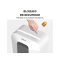 Destructeur de documents portatif Fellowes LX25 P-4 à coupe granulaire - Détruit jusqu'à 6 feuilles - Bac de 11,5 L - Blanc