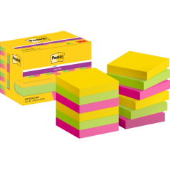 Post-It Super Sticky Pack de 12 blocs de 90 notes autocollantes repositionnables - Forme carrée - 47,6 x 47,6 mm - Couleurs