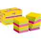 Post-It Super Sticky Pack de 12 blocs de 90 notes autocollantes repositionnables - Forme carrée - 47,6 x 47,6 mm - Couleurs