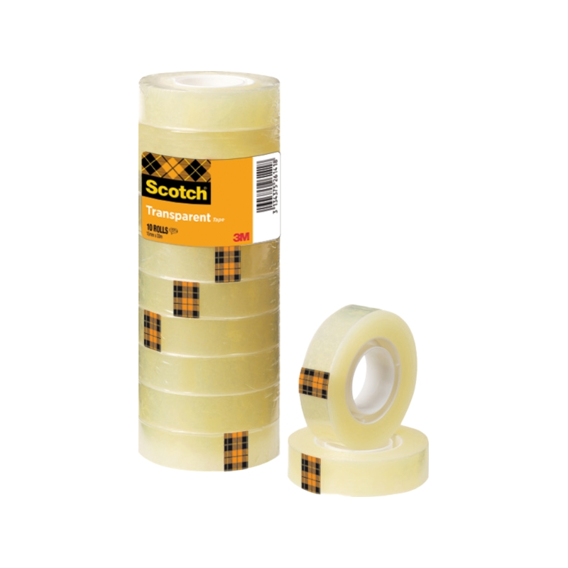Lot de 10 rubans adhésifs Scotch - 15 mm x 33 m - Couleur transparente