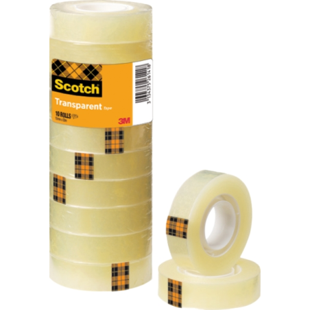 Lot de 10 rubans adhésifs Scotch - 15 mm x 33 m - Couleur transparente