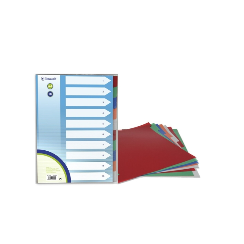 LOT de 12 Bismark Lot de 10 intercalaires en polypropylène - Format A4 - Multi-perforés - Couleurs assorties