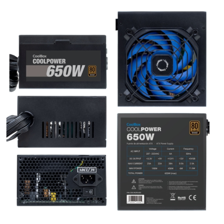 Alimentation Coolbox CoolPower 650W 650W ATX 12V - PFC actif - Ventilateur 120mm - 80+ Bronze