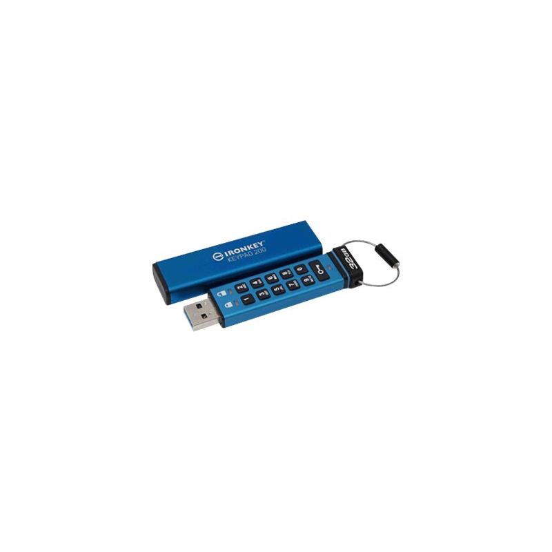 Clé USB Kingston Iron Key Keypad 200 32 Go - USB-C 3.2 Gen 1 Type A - XTS-AES - Vitesse de lecture : 145 Mo/s - Vitesse
