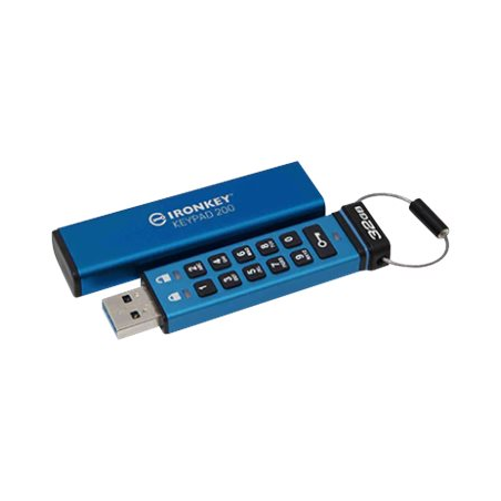 Clé USB Kingston Iron Key Keypad 200 32 Go - USB-C 3.2 Gen 1 Type A - XTS-AES - Vitesse de lecture : 145 Mo/s - Vitesse