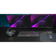 Casque gaming Mars Gaming MH124 - Câble de 180 cm - Contrôle du volume - Microphone flexible intégré - Éclairage FRGB - Noir