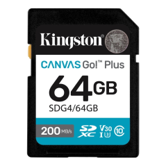 Carte SDXC Kingston 64 Go UHS-I U3 V30 Classe 10 200 Mo/s rapide