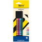 Lot de 4 stylos Staedtler 307 Noris à pointe fine (environ 0,6 mm de largeur de trait), encre à base d'eau, corps composé à 97