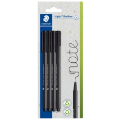 Lot de 4 stylos-feutres Staedtler Triplus Fineliner 334 à pointe fine - Largeur de trait : env. 0,3 mm - Encre à base d'eau