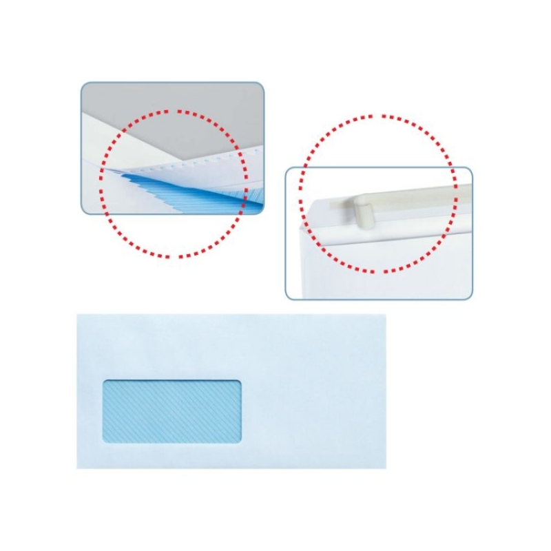 Lot de 500 enveloppes américaines en papier offset 90 g/m² avec fenêtre à gauche - Dimensions 115 x 225 mm - Autocollantes avec
