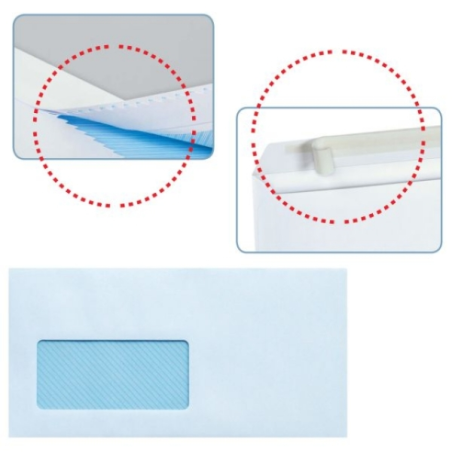 Lot de 500 enveloppes américaines en papier offset 90 g/m² avec fenêtre à gauche - Dimensions 115 x 225 mm - Autocollantes avec
