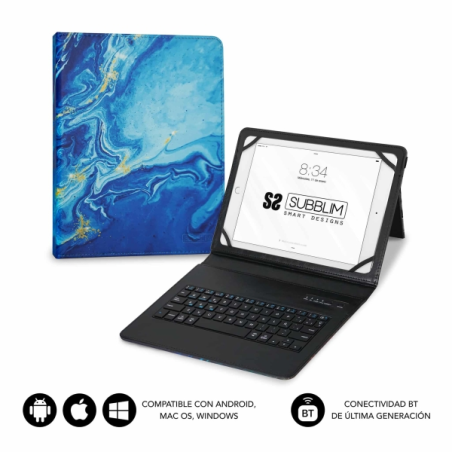 Étui universel Bluetooth Subblim Keytab Pro 9-10,1" - Design ultra-fin - Support réglable - Système magnétique - Durable et