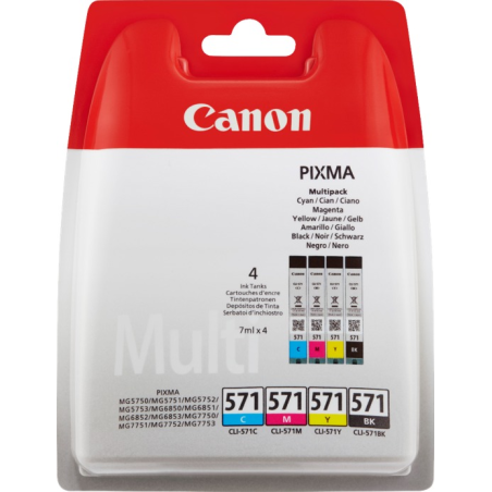 Canon Multipack CLI-571 4 cartouches couleur haute capacité 4x7 ml