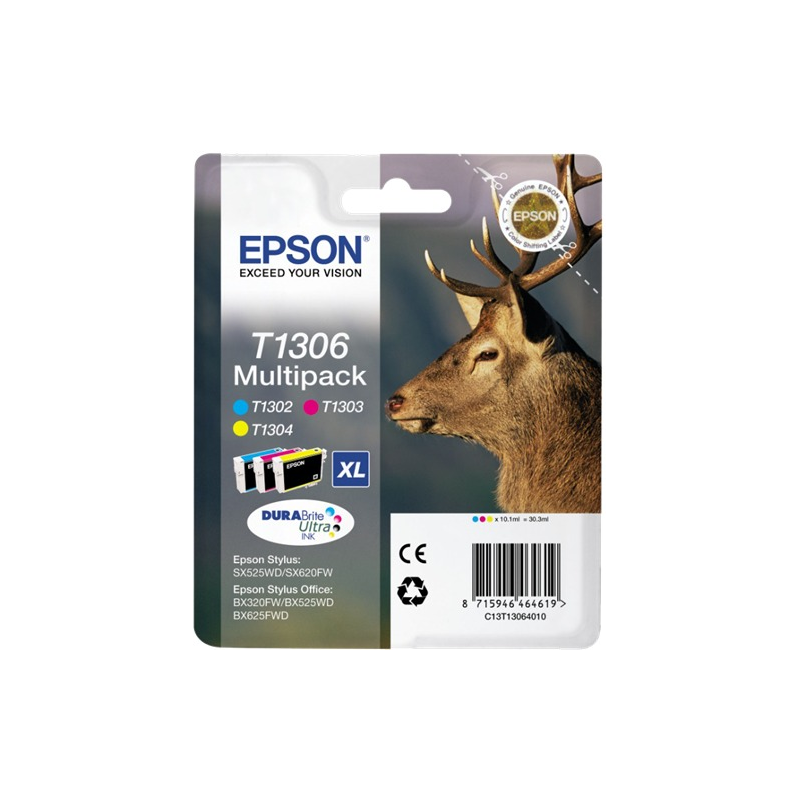 Epson Multipack 3 cartouches encre couleurs T1306 DURABrite Ultra Ink