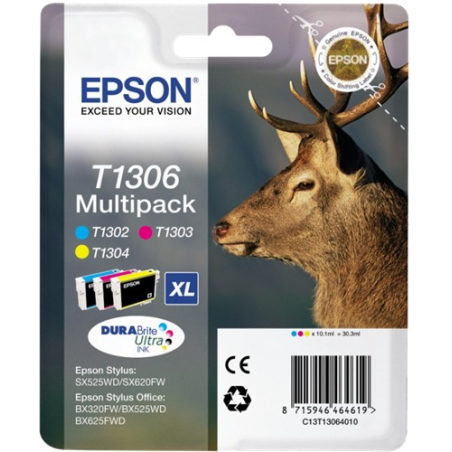 Epson Multipack 3 cartouches encre couleurs T1306 DURABrite Ultra Ink 