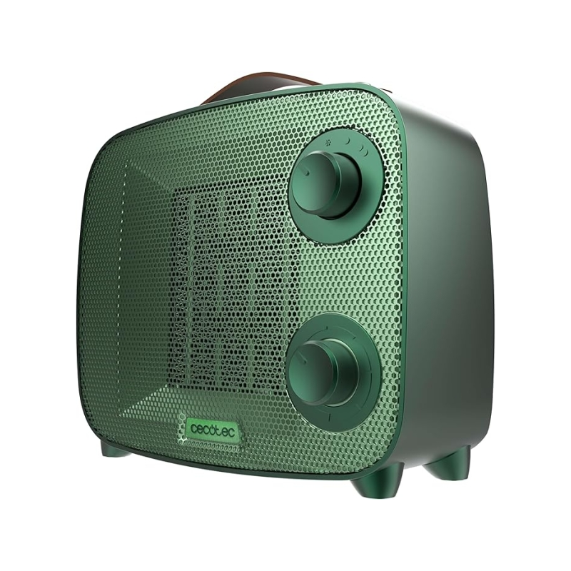 Chauffage céramique Cecotec ReadyWarm 1550 Aura Verte - 1500 W - Surface de chauffe jusqu'à 15 m² - Thermostat réglable - 3