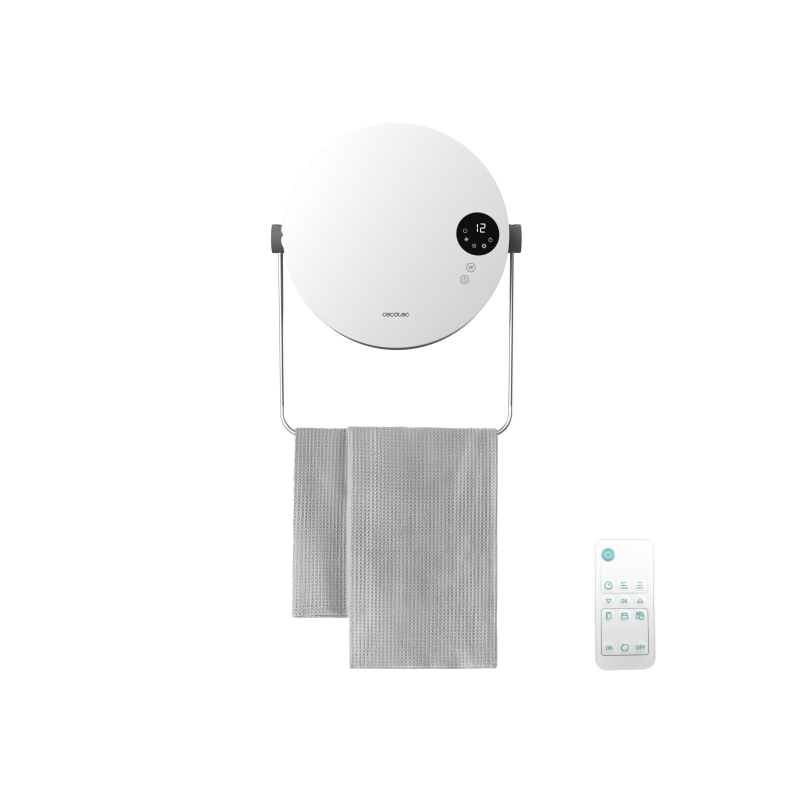 Radiateur mural rond en céramique Cecotec ReadyWarm 2000 - Puissance 2000 W - Télécommande incluse - Réglage de la température
