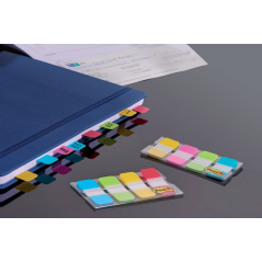Distributeur d'index Post-It avec 40 marqueurs repositionnables - Forme rectangulaire - Couleurs assorties