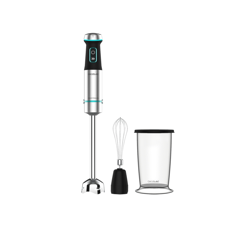 Mixeur plongeant Cecotec Power TitanBlack 1200 XL Cream - 1200 W - 4 lames croisées en titane - Couvercle anti-éclaboussures