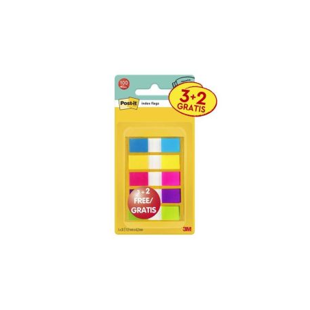 Lot de 5 distributeurs Post-it avec 20 marqueurs repositionnables - Dimensions : 11,9 x 43,2 mm - Couleurs assorties