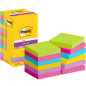 Post-It Super Sticky Pack de 12 blocs de 90 notes autocollantes repositionnables - Forme carrée - 76 x 76 mm - Couleurs