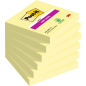 Post-It Super Sticky Pack de 6 blocs de 90 notes autocollantes repositionnables - Forme carrée - 76 x 76 mm - Jaune clair