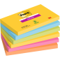 Post-It Super Sticky Pack de 6 blocs de 90 notes autocollantes repositionnables - Forme rectangulaire - Couleurs assorties