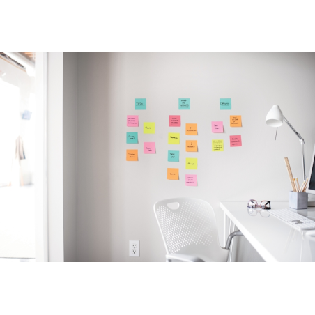 Post-It Super Sticky Pack de 6 blocs de 90 notes autocollantes repositionnables - Forme rectangulaire - Couleurs assorties
