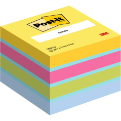 Cube Post-It de 400 notes autocollantes repositionnables - Forme carrée - 51 x 51 mm - Couleurs assorties