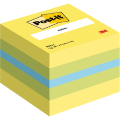 Cube Post-It de 400 notes autocollantes repositionnables - Forme carrée - 51 x 51 mm - Couleurs assorties