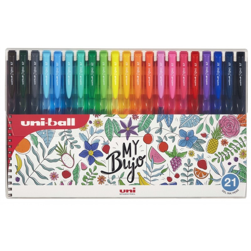 Stylos rétractables gel 0,7 mm Uni-ball Signo RT1 - Étui 21