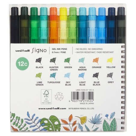 Stylos rétractables Uni-ball Signo RT1 0,7 mm | Étui de 12