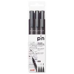 ✅ Uni-ball PIN-200(S) Lot de 3 marqueurs calibrés - Pointe polyacétal - Encre pigmentée résistante à l'eau en stock