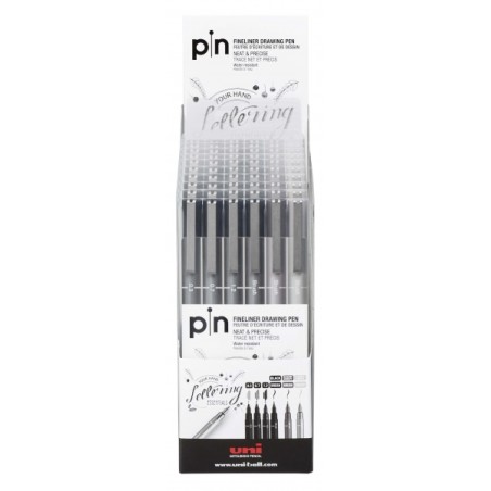 Uni-ball PIN-200(S) Lot de 6 marqueurs calibrés - Pointe polyacétal - Encre pigmentée résistante à l'eau et à la lumière