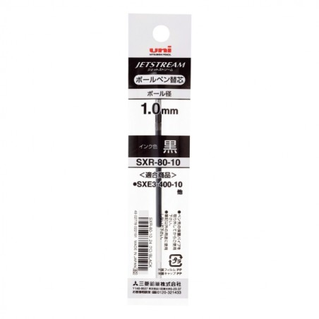 Recharge stylo Uni-ball SXR-80 JetStream Trio noir 1 mm x10