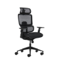 Chaise de bureau ergonomique Oqonos Cherg 027 avec appui-tête cervical réglable, dossier et assise en maille élastique, dossier