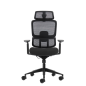 Chaise de bureau ergonomique Oqonos Cherg 027 avec appui-tête cervical réglable, dossier et assise en maille élastique, dossier