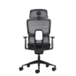 Chaise de bureau ergonomique Oqonos Cherg 027 avec appui-tête cervical réglable, dossier et assise en maille élastique, dossier