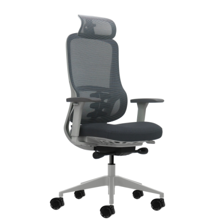 Fauteuil de bureau ergonomique Oqonos Cherg 022 avec appui-tête cervical réglable, mécanisme d'auto-équilibrage, accoudoirs 4D