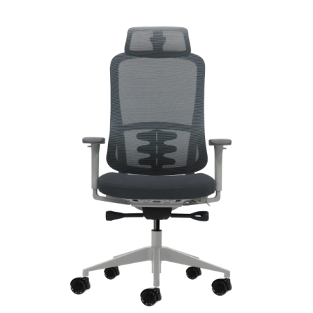 Fauteuil de bureau ergonomique Oqonos Cherg 022 avec appui-tête cervical réglable, mécanisme d'auto-équilibrage, accoudoirs 4D