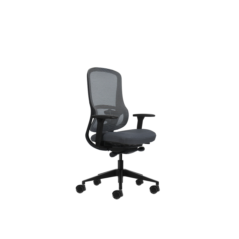 Chaise de bureau ergonomique Oqonos Cherg 020 avec mécanisme d'auto-équilibrage, accoudoirs 4D, assise coulissante et roulettes